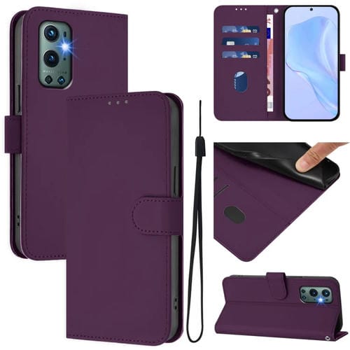 Funda de Cuero con Cordón para OnePlus 9 Pro Skin Feel (Violeta)