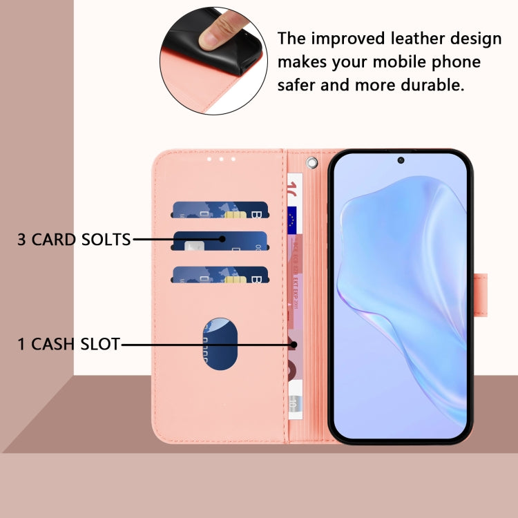 Funda de Cuero con Cordón para OnePlus 12 5G con Tacto de Piel (Rosa)