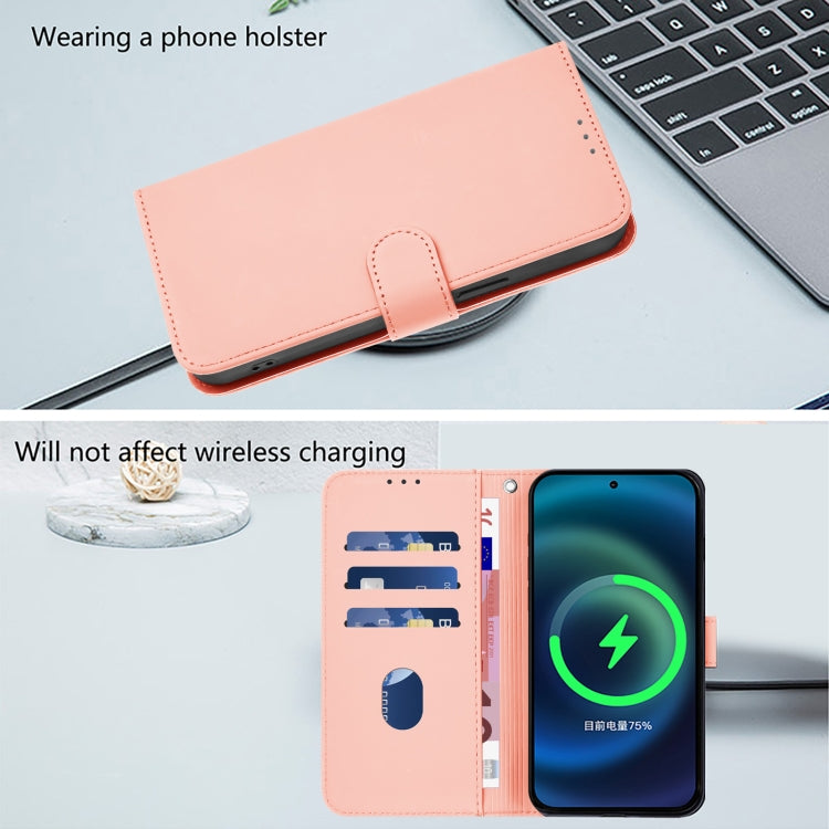 Funda de Cuero con Cordón para OnePlus 12 5G con Tacto de Piel (Rosa)