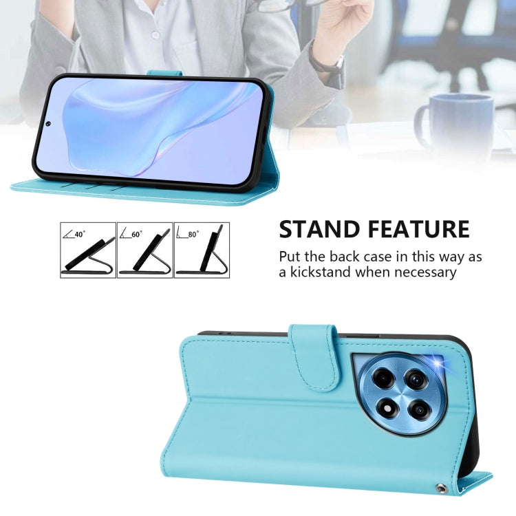 Funda de Cuero con Cordón para OnePlus 12 5G con Tacto de Piel (Azul Cielo)
