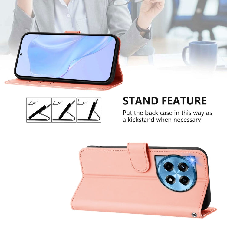 Funda de Cuero con Cordón para OnePlus 12R 5G Diseño Global Skin Feel (Rosa)