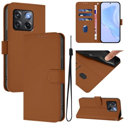 Funda de Cuero con Cordón para OnePlus Ace Pro 5G (Marrón)