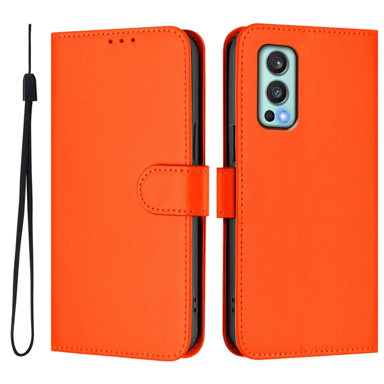 Funda de Cuero con Cordón para OnePlus Nord 2 5G (Naranja)