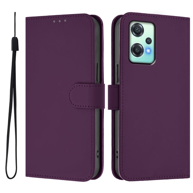 Funda de Cuero con Cordón para OnePlus Nord Ce 2 Lite 5G con Tacto de Piel (Violeta)