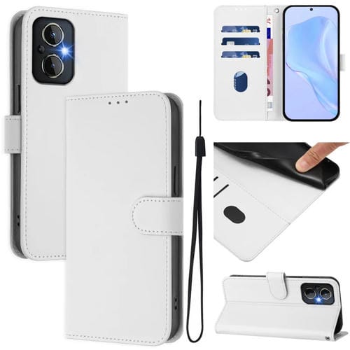 Funda piel sintética con cordón para OnePlus Nord N20 5G con tacto piel (Blanco)
