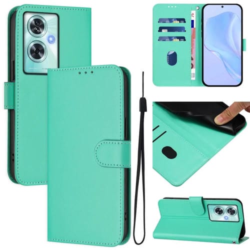 Funda de Piel Sintética con Cordón para OnePlus Nord N30 Se 5G (Verde)