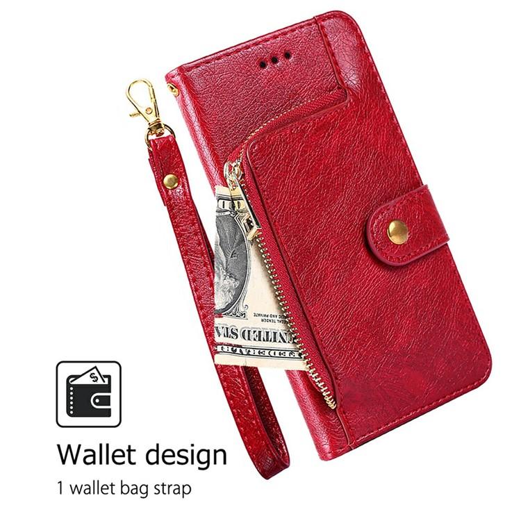 Funda de cuero con cremallera para Samsung Galaxy F06 5G (roja)