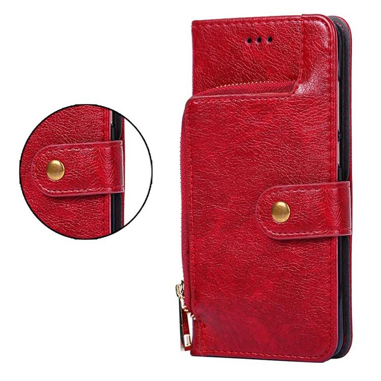 Funda de cuero con cremallera para Samsung Galaxy F06 5G (roja)