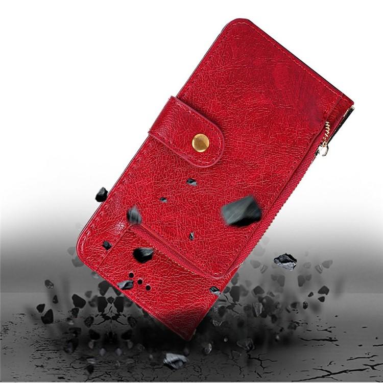 Funda de cuero con cremallera para Samsung Galaxy F06 5G (roja)