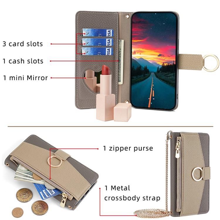 Funda de cuero con textura de lichi para Samsung Galaxy F06 5G (gris)
