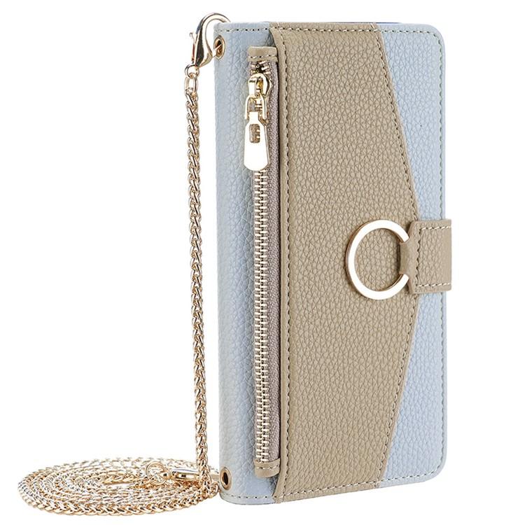 Funda de cuero con textura de lichi cruzada para Samsung Galaxy Xcover 7 Pro 5G (azul)