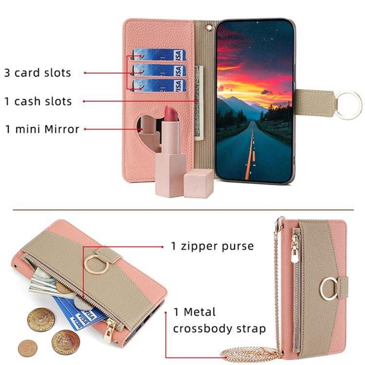 Funda de cuero con textura de lichi cruzada para Samsung Galaxy Xcover 7 Pro 5G (rosa)