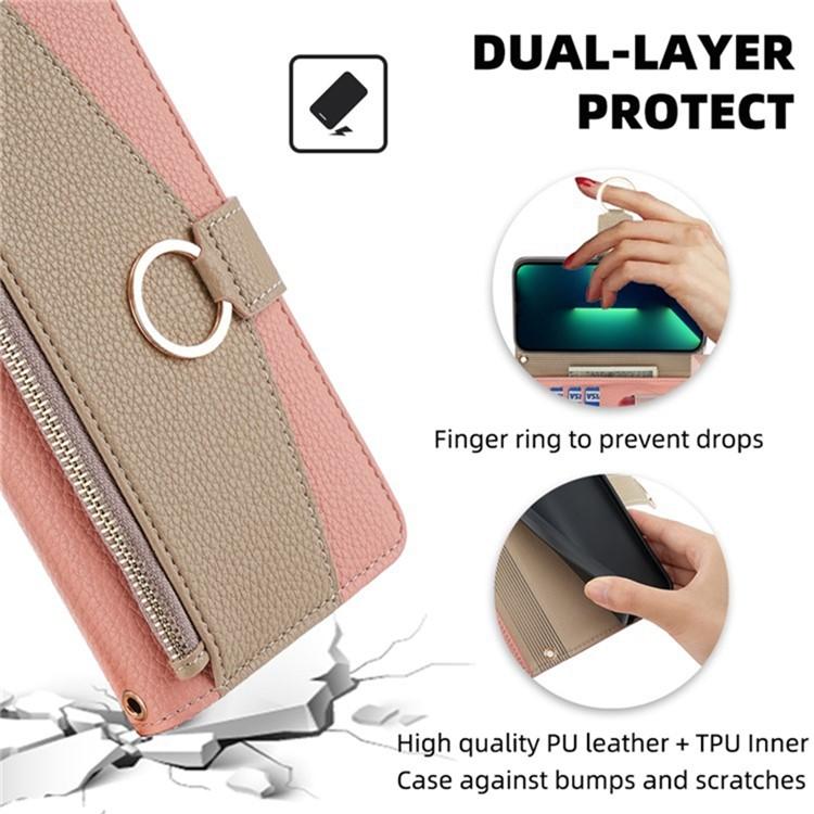 Funda de cuero con textura de lichi cruzada para Samsung Galaxy Xcover 7 Pro 5G (rosa)
