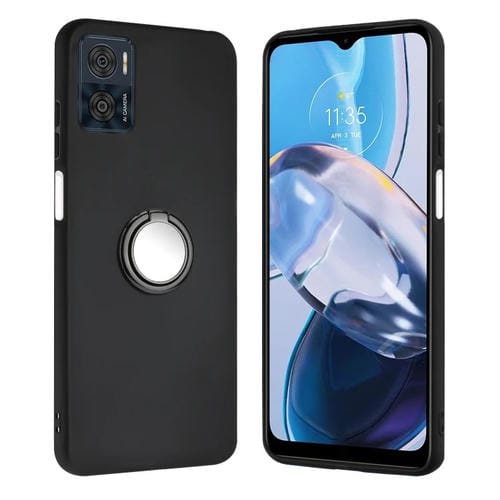 Funda TPU con Soporte de Anillo para Motorola Moto E22 (Negra)