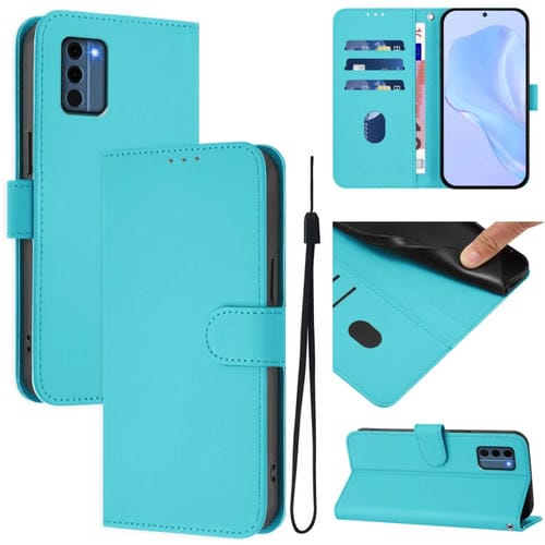 Funda de Piel con Cordón para Teléfono Nokia C300 (Azul Lago)