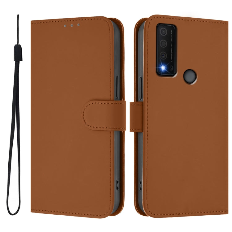 Funda de Piel Sintética para TCL 30 Xe 5G con Cordón (Marrón)