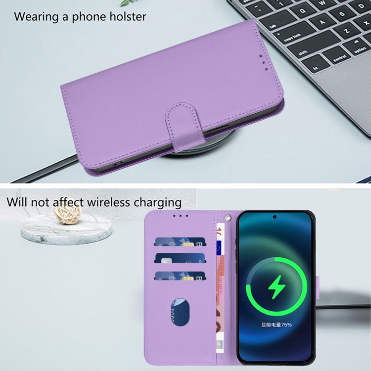 Funda de Piel Sintética con Cordón para Teléfono TCL 30T (Morado Lavanda)