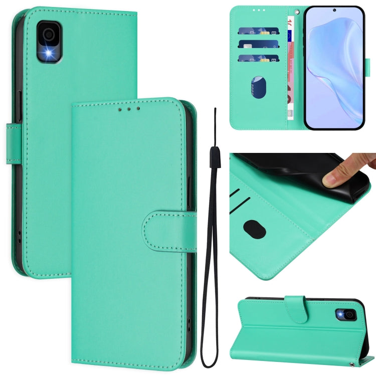 Funda de Piel Sintética con Cordón para Teléfono TCL 30Z T602Dl (Verde)