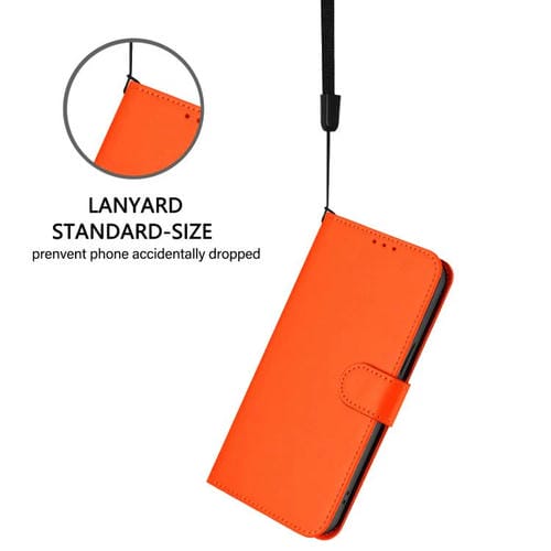 Funda de cuero con textura de piel y cordón para TCL 605/60 SE (naranja)