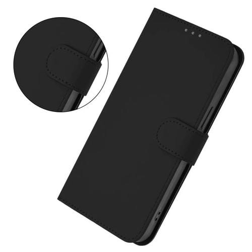 Funda de cuero con textura de piel y cordón para TCL 605/60 SE (negro)