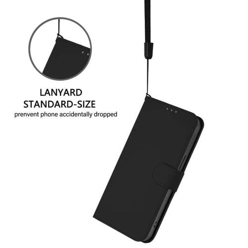 Funda de cuero con textura de piel y cordón para TCL 605/60 SE (negro)