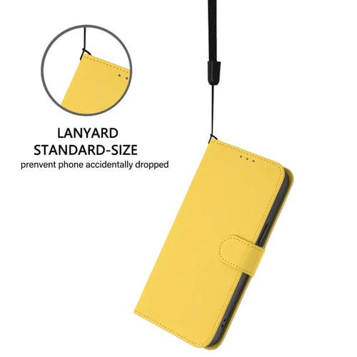 Funda de piel con textura de color liso y cordón para TCL 605/60 SE (amarillo limón)