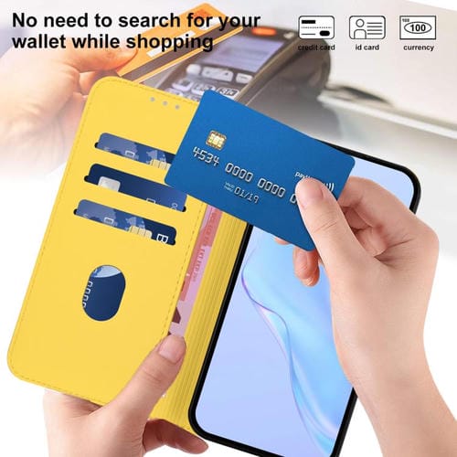 Funda de piel con textura de color liso y cordón para TCL 605/60 SE (amarillo limón)