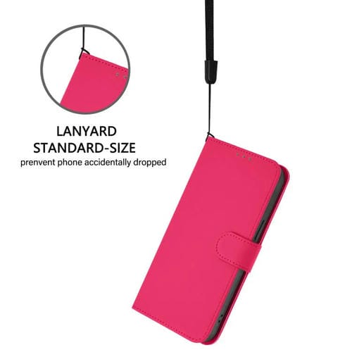 Funda de cuero con textura de piel y cordón para TCL 605/60 SE (rojo rosa)
