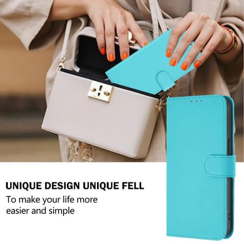 Funda de piel con textura de color liso y cordón para TCL 605/60 SE (azul lago)