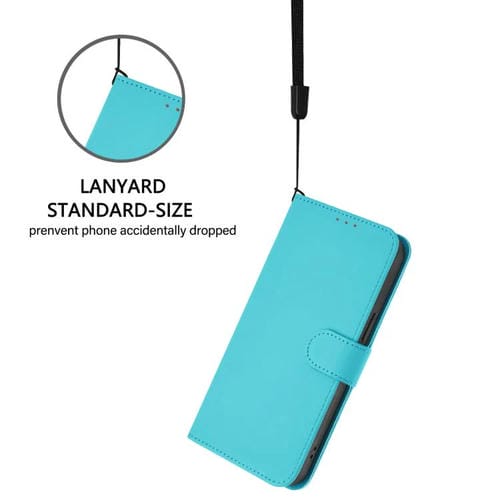 Funda de piel con textura de color liso y cordón para TCL 605/60 SE (azul lago)