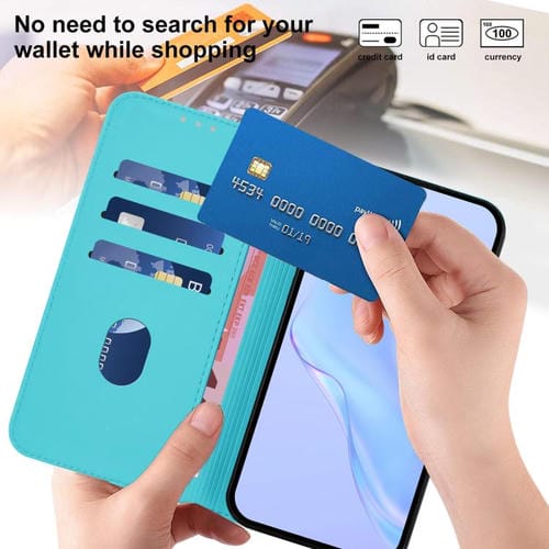 Funda de piel con textura de color liso y cordón para TCL 605/60 SE (azul lago)