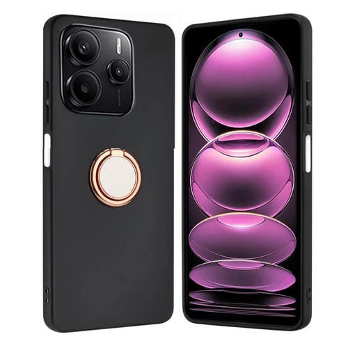 Funda de TPU con Soporte de Anillo Mate para Redmi Note 14 4G (Oro Rosa)