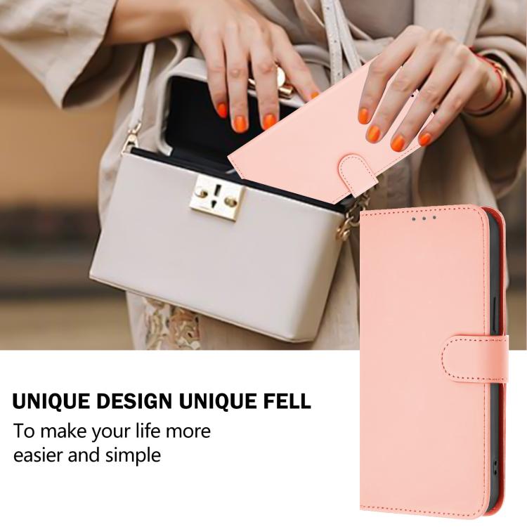 Funda de cuero con textura de piel y cordón para Infinix GT 30 Pro (rosa)