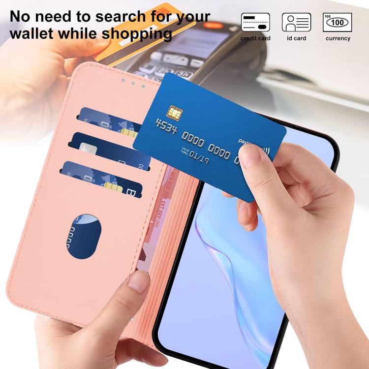 Funda de cuero con textura de piel y cordón para Infinix GT 30 Pro (rosa)
