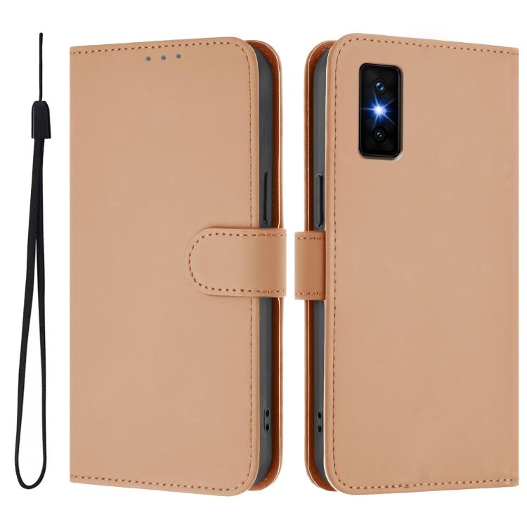 Funda de cuero con textura de piel y cordón para Infinix GT 30 Pro (color piel)