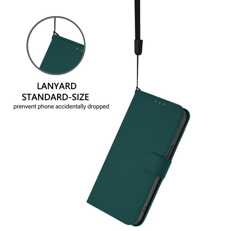 Funda de cuero con textura de piel y cordón para Infinix GT 30 Pro (verde oscuro)