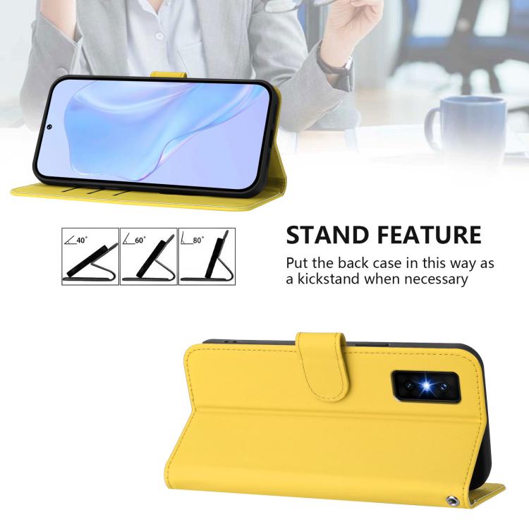 Funda de cuero con textura de piel y cordón para Infinix GT 30 Pro (amarillo limón)