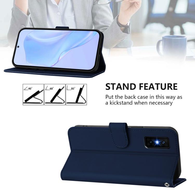 Funda de cuero con textura de piel y cordón para Infinix GT 30 Pro (azul marino)
