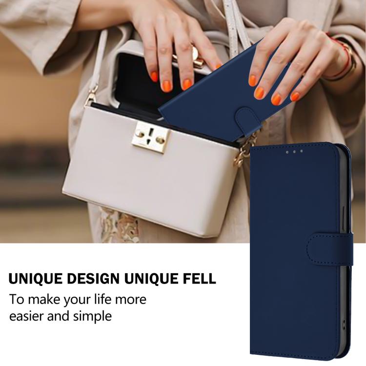 Funda de cuero con textura de piel y cordón para Infinix GT 30 Pro (azul marino)
