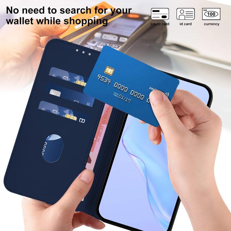 Funda de cuero con textura de piel y cordón para Infinix GT 30 Pro (azul marino)