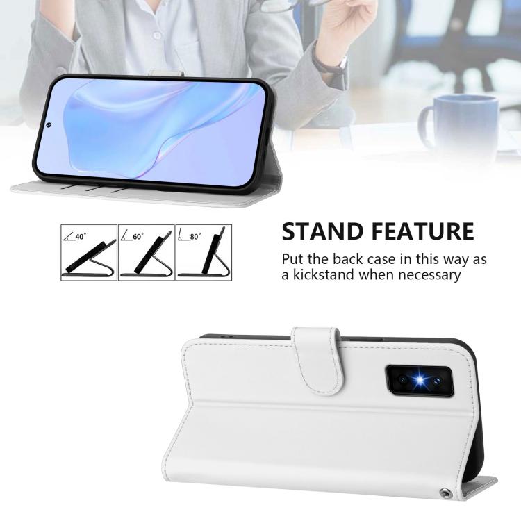 Funda de cuero con textura de piel y cordón para Infinix GT 30 Pro (blanco)