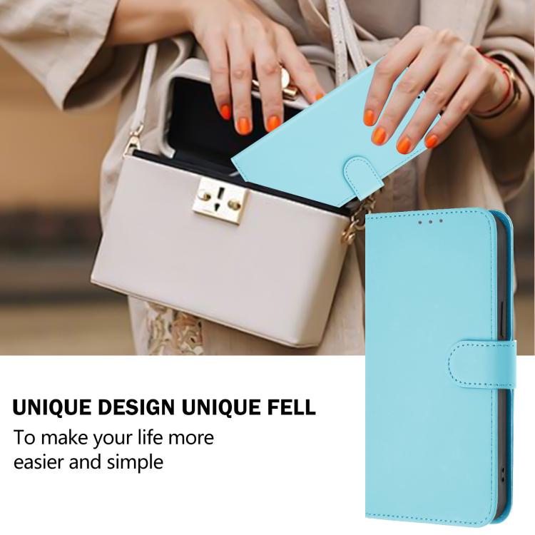 Funda de cuero con textura de piel y cordón para Infinix GT 30 Pro (azul cielo)