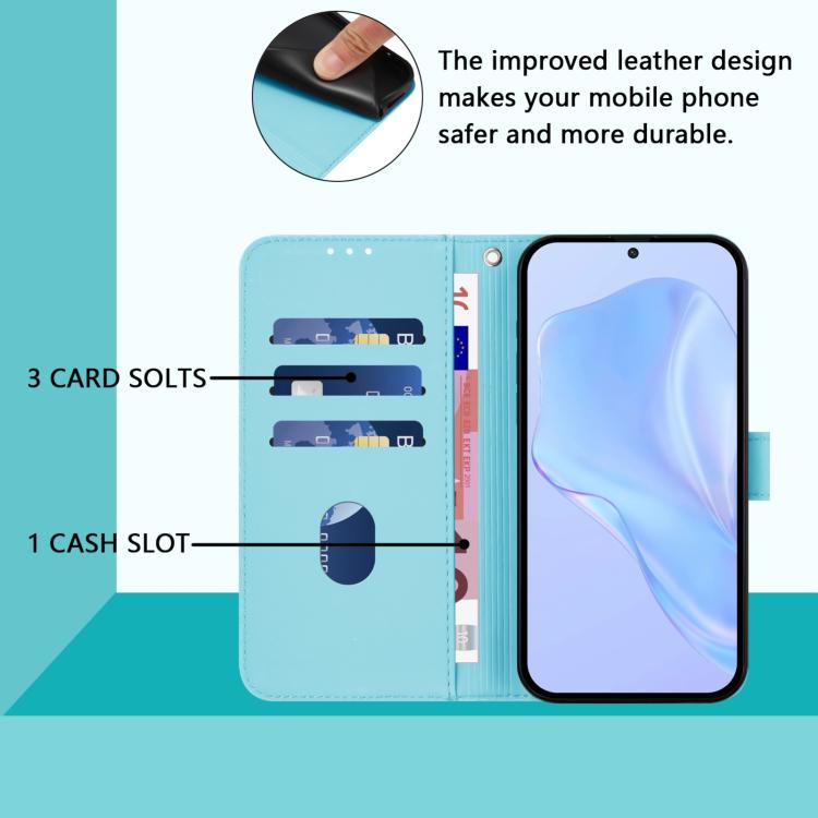 Funda de cuero con textura de piel y cordón para Infinix GT 30 Pro (azul cielo)