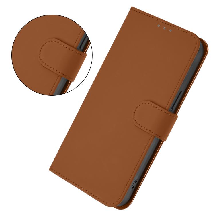 Funda de cuero con textura de piel y cordón para Infinix Smart 10 4G (marrón)