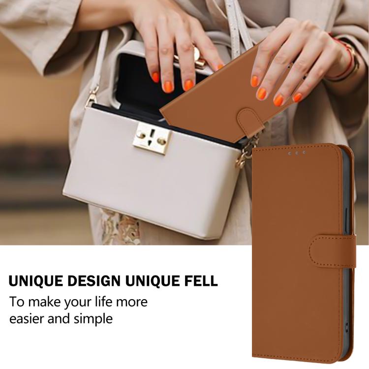 Funda de cuero con textura de piel y cordón para Infinix Smart 10 4G (marrón)