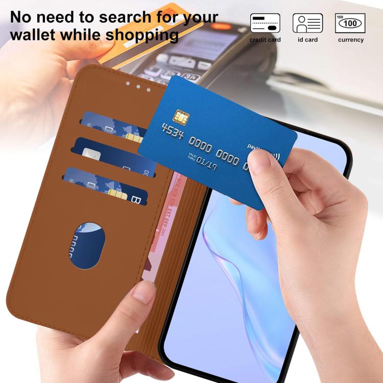 Funda de cuero con textura de piel y cordón para Infinix Smart 10 4G (marrón)