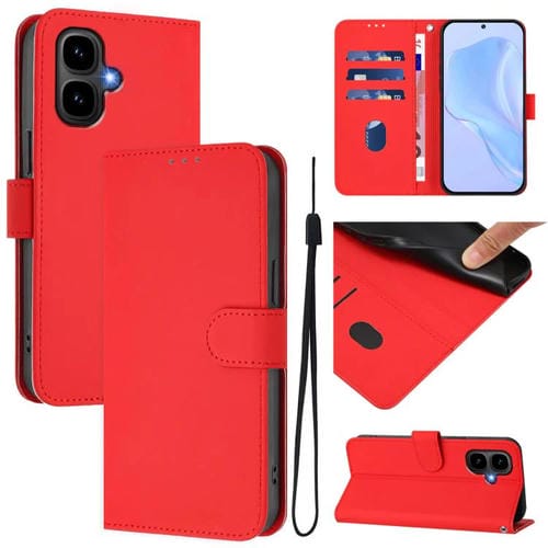 Funda de cuero con textura de piel y cordón para Infinix Smart 10 4G (rojo)