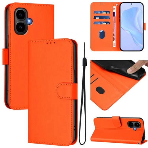 Funda de cuero con textura de piel y cordón para Infinix Smart 10 4G (naranja)