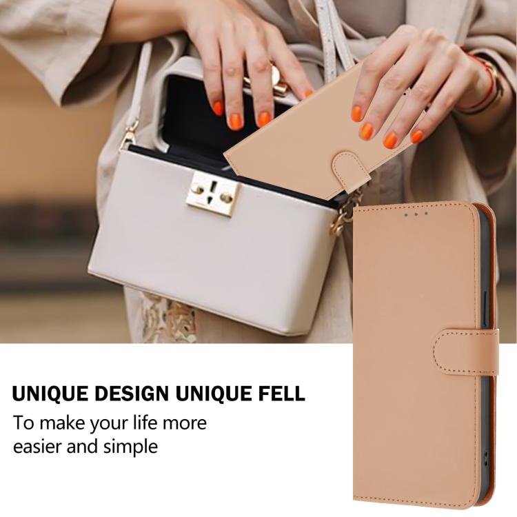Funda de cuero con textura de piel y cordón para Infinix Smart 10 4G (color piel)