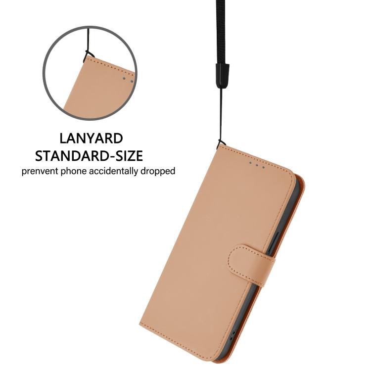 Funda de cuero con textura de piel y cordón para Infinix Smart 10 4G (color piel)